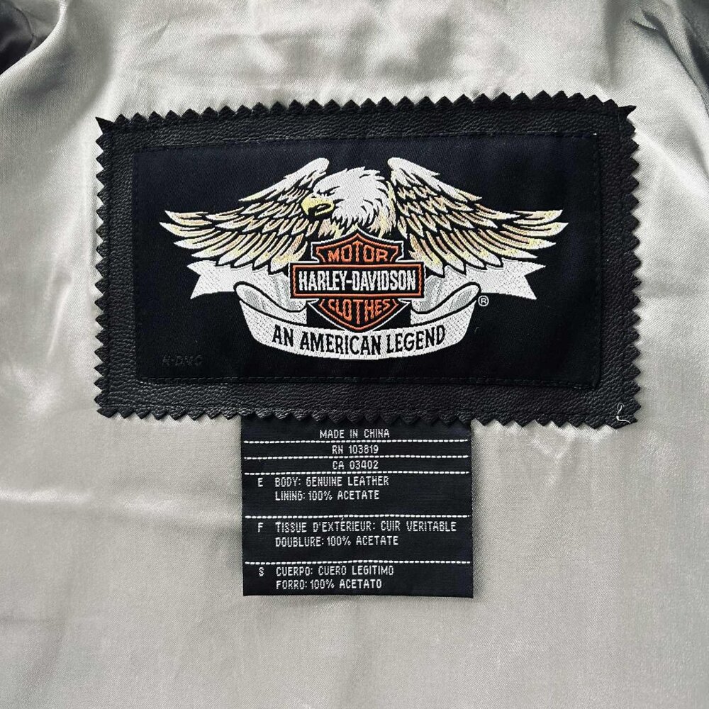 Harley-Davidson Black Leather Moto Jacket with Embroidered Filigree – US L - Picture 12 of 12